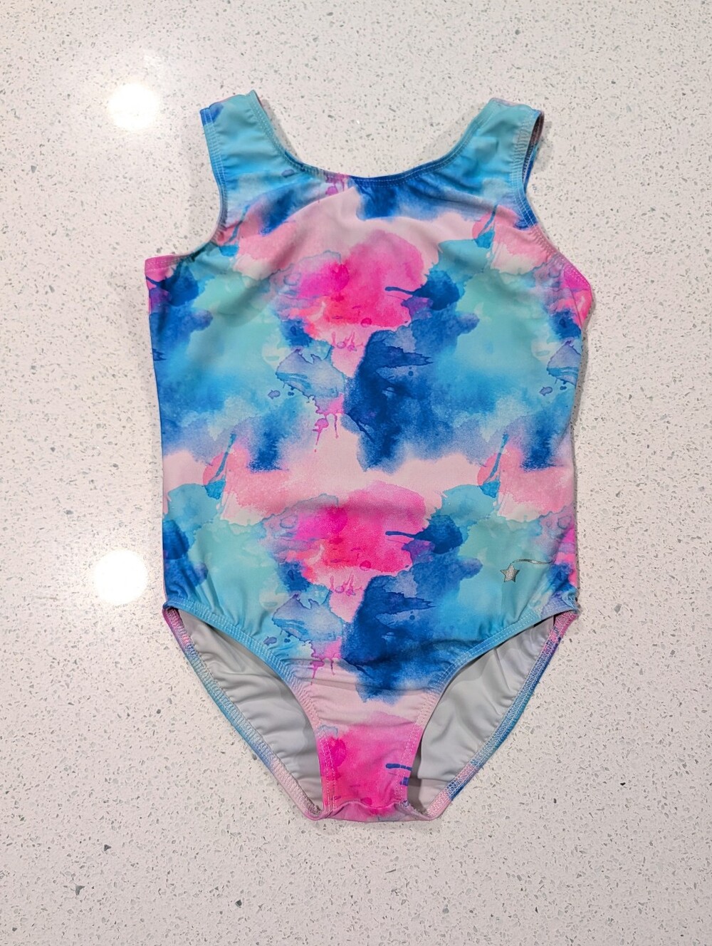 BEAUTIFUL Destira Gymnastics Dance Leotard Large PINK BLUE TEAL TieDye Tie Dye